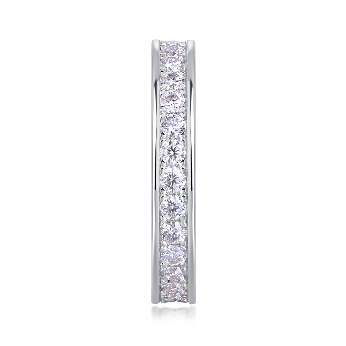 S925 Silver 3.4g Platinum Plated Moissanite Eternity Ring, 4.0mm 30 Stones D VVS1 Band, GRA Certified US 5-9 photo 2