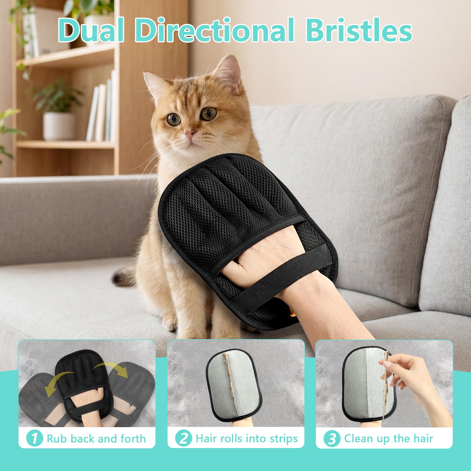 1pc New Upgrade Pet Hair Removal Glove For Dogs & Cats, Electrostatic Reusable Magic Brush Removal Glove, Washable Pet Hair Remover Tool For Clothing, Sofa, Rug, Auto Interior photo 2