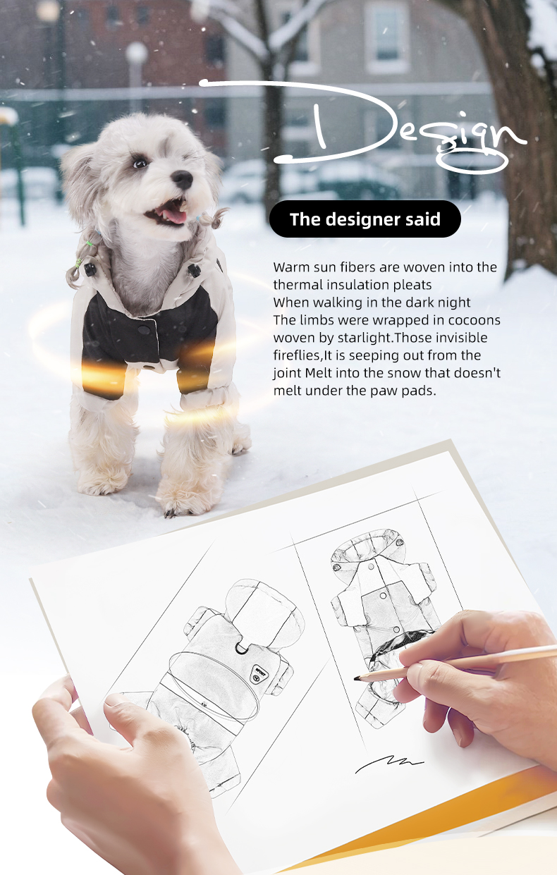 Water Resistant Dog Winter Coat, Graphene Thermal Warm Four Legged Dog Snow Jacket Hooded Pet Cold Weather Snowsuit, Windproof Padded Dog Clothes For Small Medium Dogs photo 4