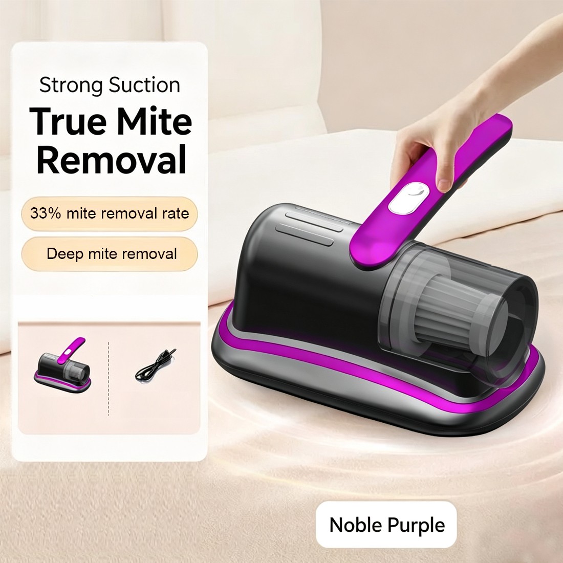 Handheld Mite Remover Home Bed Mattress Vacuum Sofa Cleaner Charging UV Cleaner photo 2