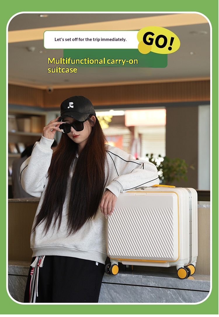 18 Inch Front Open Boarding Case, Contrasting Color Travel Suitcase, 19 Open Box, Leather Suitcase, Multifunctional Suitcase photo 2