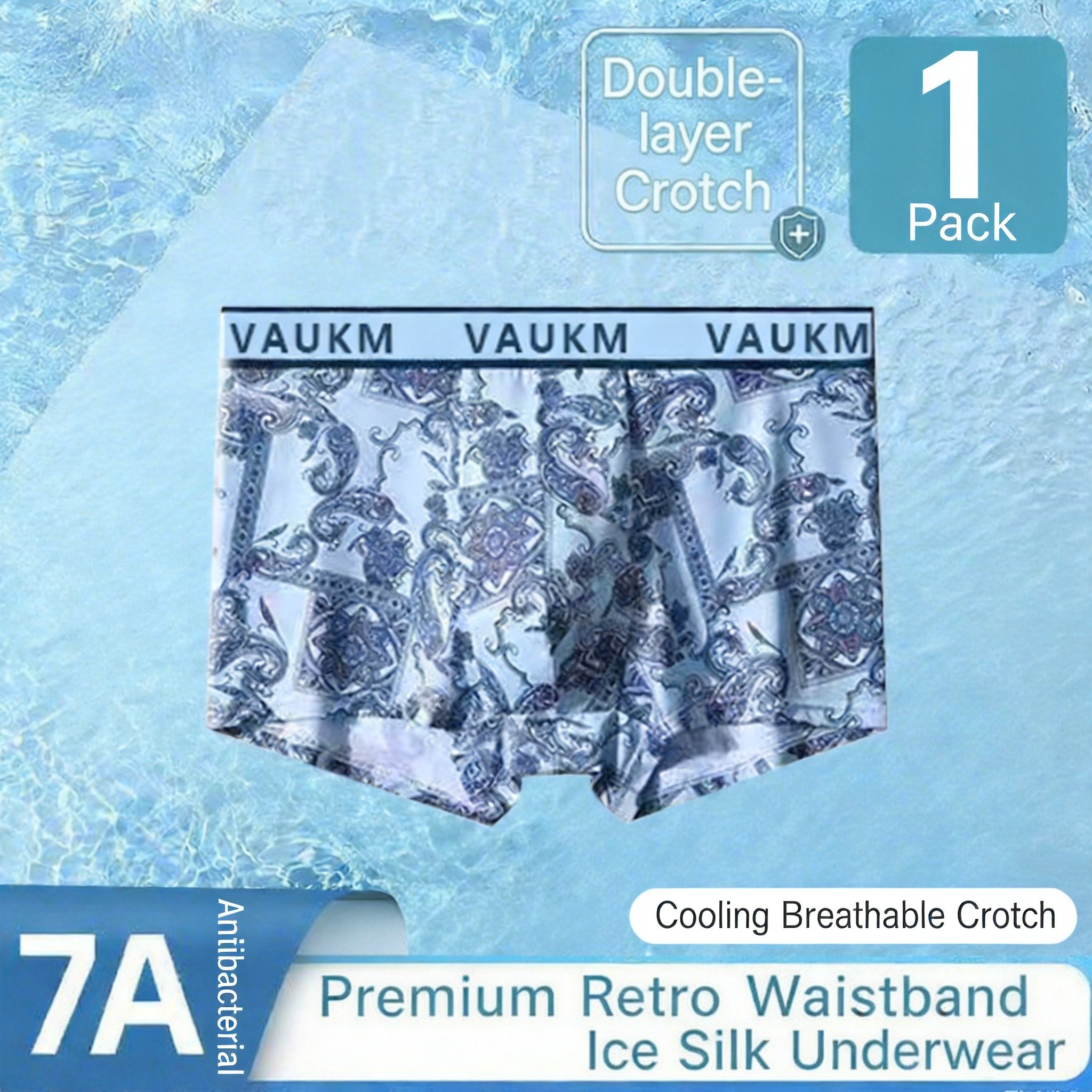 New Chinese Style Men's Ice Silk Underwear Men's Boxer Briefs Breathable Large Size Antibacterial Printed Boxer Shorts Manufacturer Wholesale photo 3
