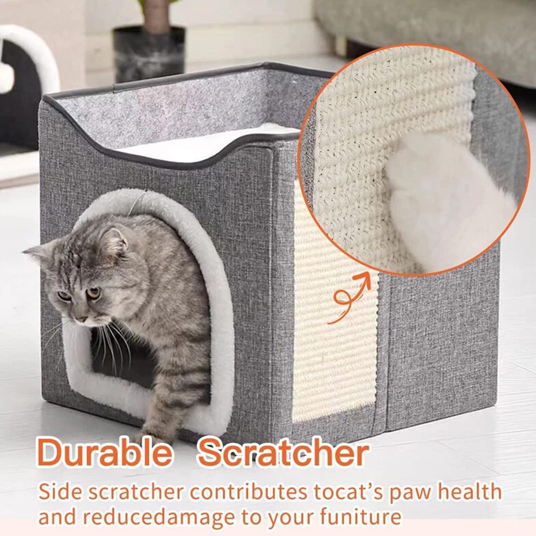 Pet Foldable Storage Cat Shelter Three-dimensional Cage With Cat Scratching Pad photo 7