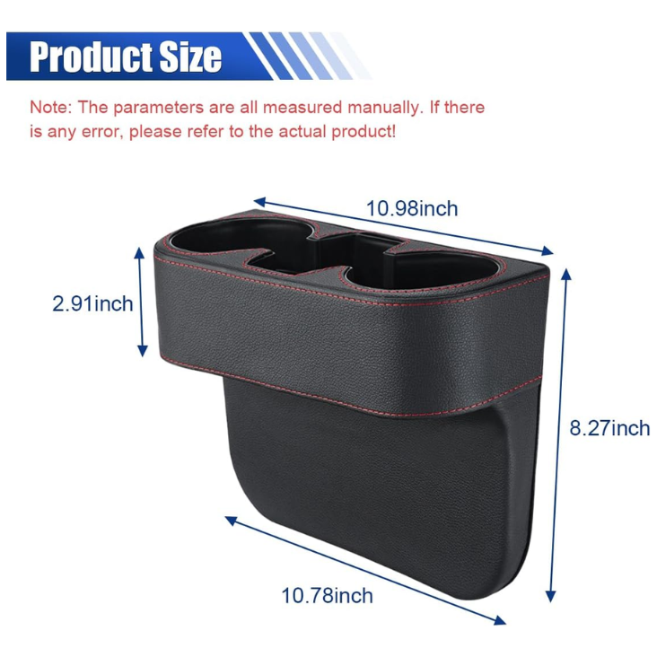 KITUREK Car Cup Holder, PU Leather Cover Auto Front Seat Organizer, Black photo 5