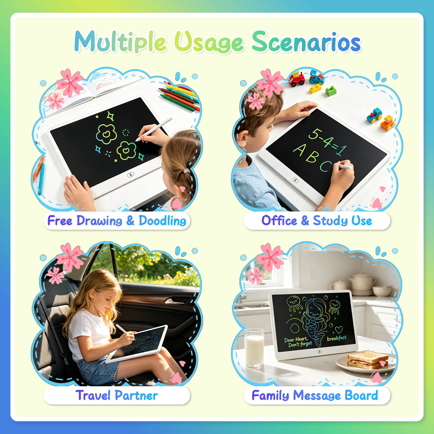 LCD Writing Tablet For Kids, Reusable Doodle Board With Stylus & Lock Function, One-Touch Erase Drawing Pad For Boys Girls Toddler Travel Learning Toys photo 4