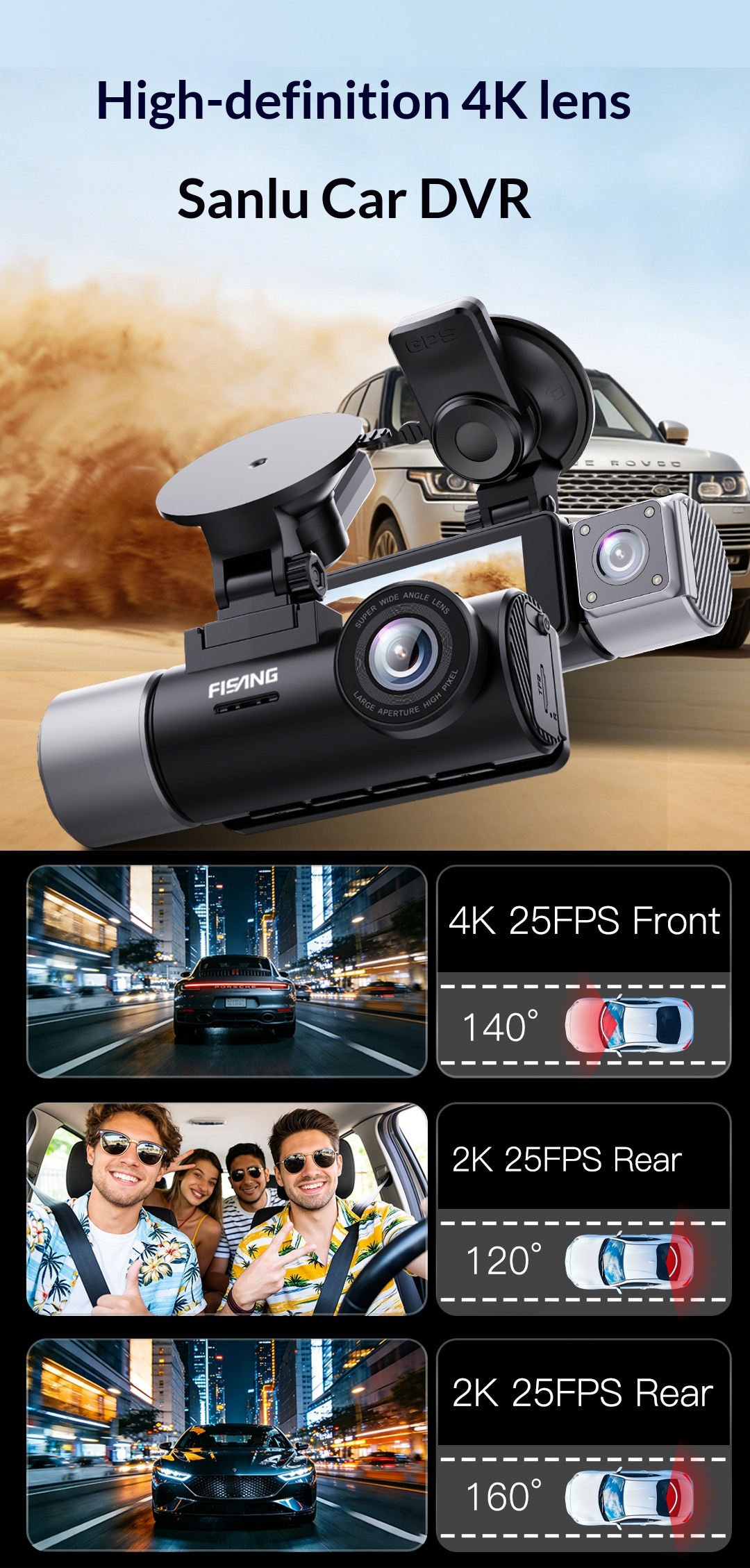 High-definition 3-in-1 4K Dash Camera With Rear And Front Recording Capabilities photo 2