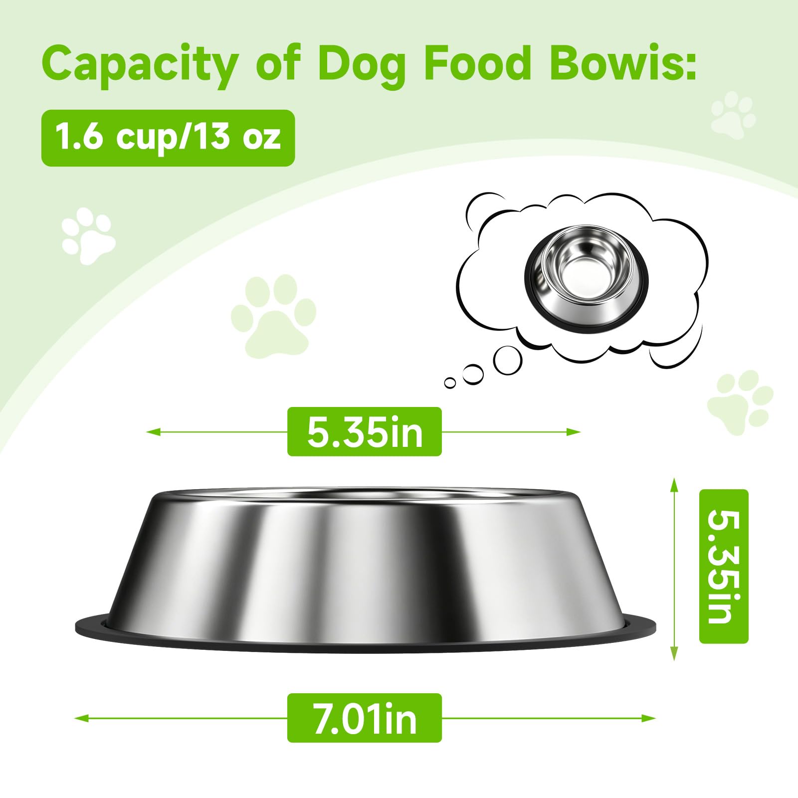 Stainless Steel Dog Bowls, 3 Pack, Non-Slip Dog Bowl Set, 13 Oz Dog Food Bowl, Dog Bowl No Spill, Dog Food And Water Bowl Set, Water Bowl, Dog Dish, Pet Food Bowls, No Tip Dog Bowls photo 2