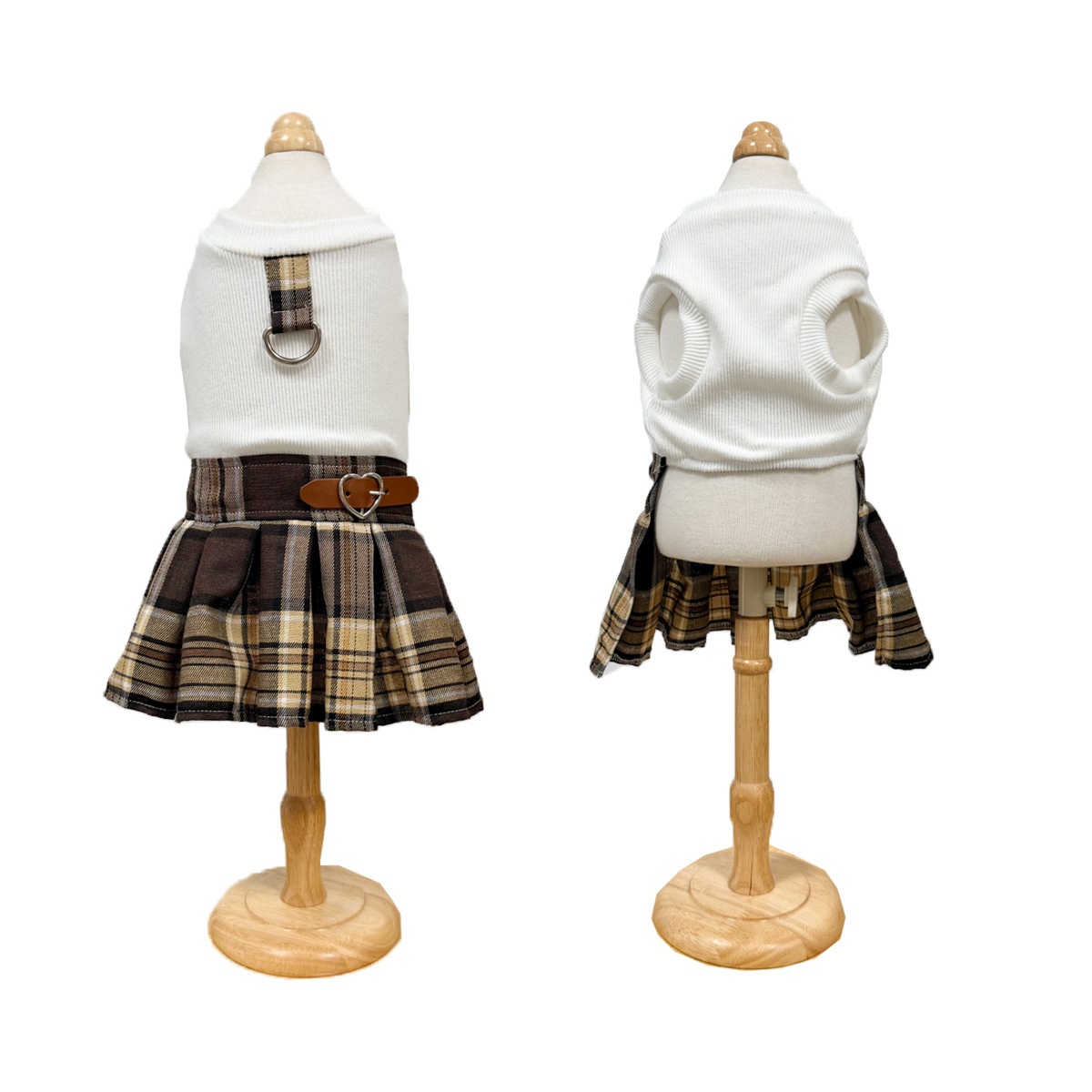 Plaid Pleated Preppy Pet Dog Dress. photo 3