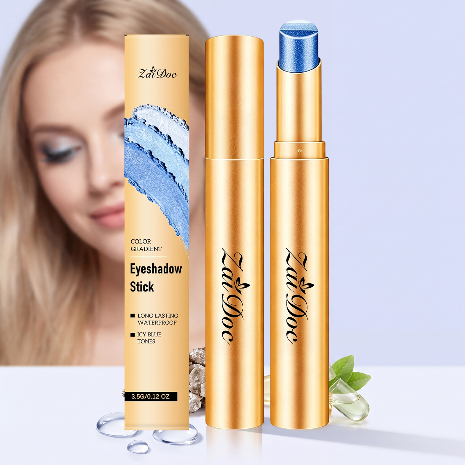 Makeup Eyeshadow Stick  Ice Crystal Grape Blue  3.5g 1box photo 5