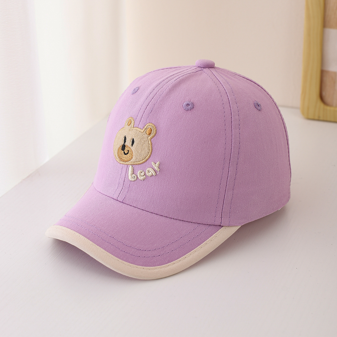 Children's Multi-color Edge-stitching Cartoon Bear Letter Embroidery Adjustable Cute And Versatile Baseball Cap Suitable For Going Out For Shopping photo 3