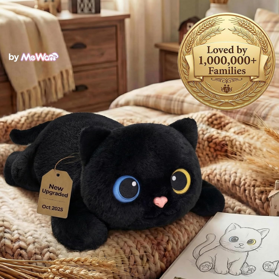Weighted Black Cat Plush Stuffed Animal, Heatable & Coolable Weighted Plush Toy, Soft Comfort Cat Pillow For Relaxation, 2-5 Lbs photo 4