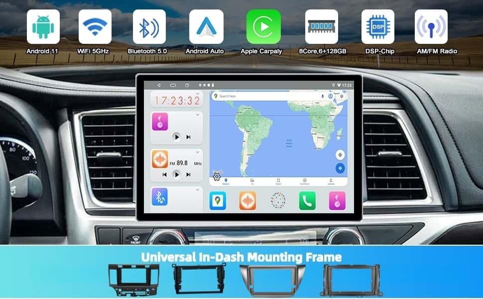 13in Double DIN Car Stereo  CarPlay Android Auto SWC RDS DSP photo 3