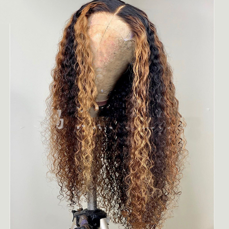 Wig Female Small Wave Black And Brown Mixed Color Gradient photo 3