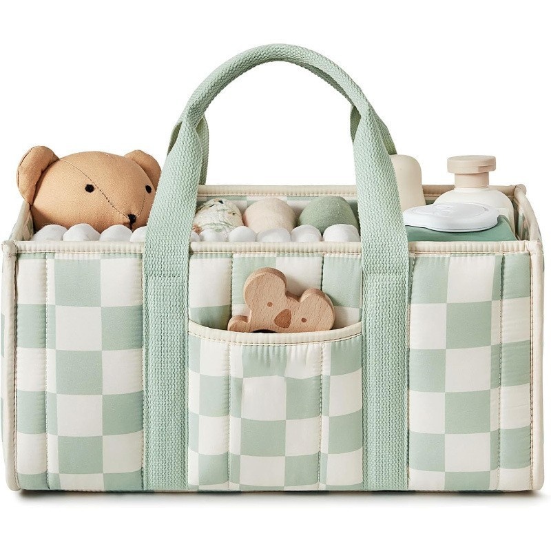 Handheld Portable Mommy Bag Large Capacity Professional Customized Maternal And Child Storage Bag Storage Bag - Green Grid photo 1