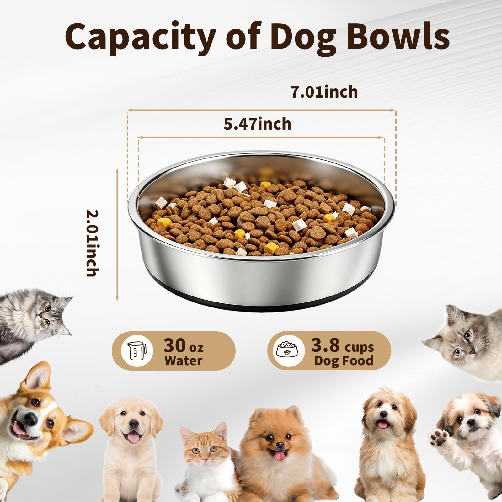 Stainless Steel Dog Bowls, 3.8 Cup, 2 Pack, Non-Slip & Durable Stable Non-Slip Base Dishwasher Safe Effortless Cleaning Space-Saving Stackable Design Dog Food And Water Bowl Set photo 7