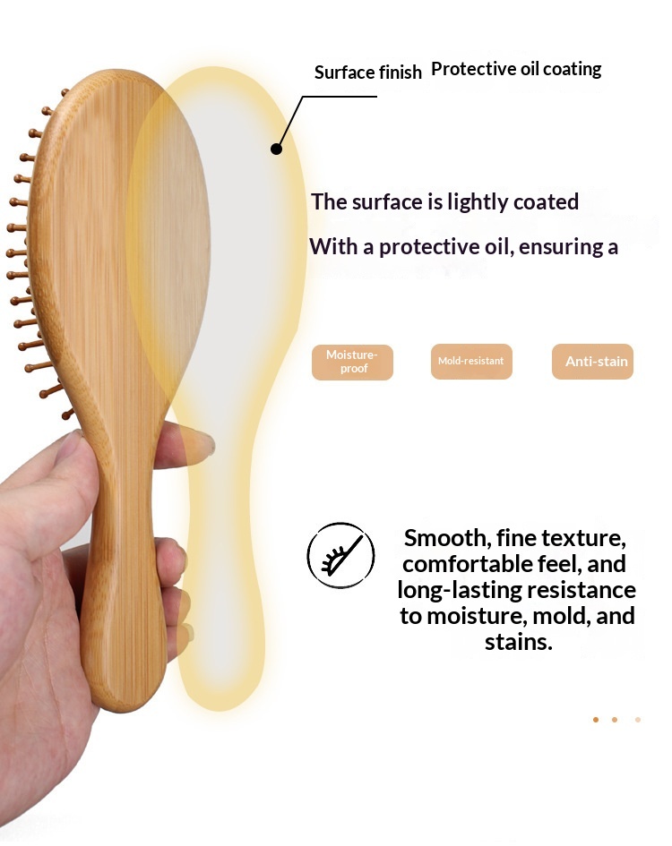 Manufacturer Wholesale Bamboo Air Cushion Comb Scalp Massage Health Care Air Bag Comb Home Daily Use Smooth Hair Straight Hair Large Board Comb photo 3