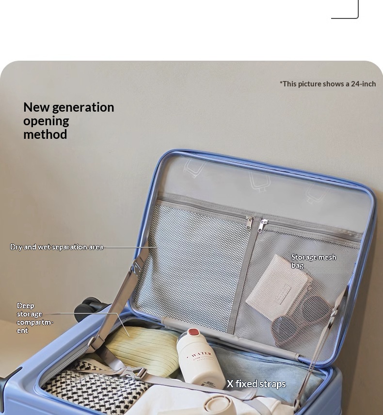 Wisteria Color--New Side-Opening Expandable 20-Inch Carry-On Rolling Suitcase 26-Lock Travel Luggage 24-Large Capacity Leather Bag For Men And Women photo 5