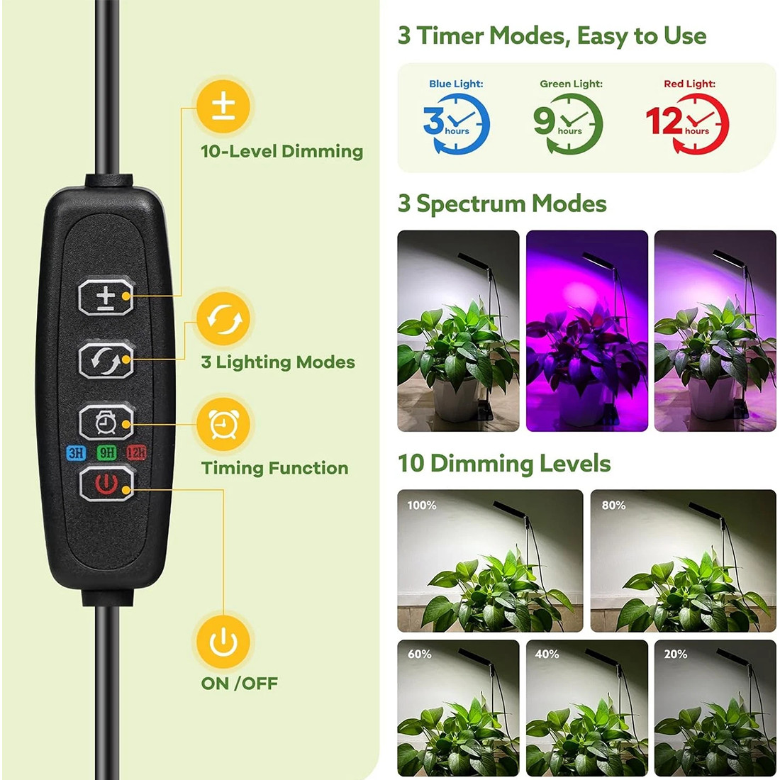 LED Plant Grow Lights For Indoor Plants Dimmable Growing Lamp USB Full Spectrum photo 5