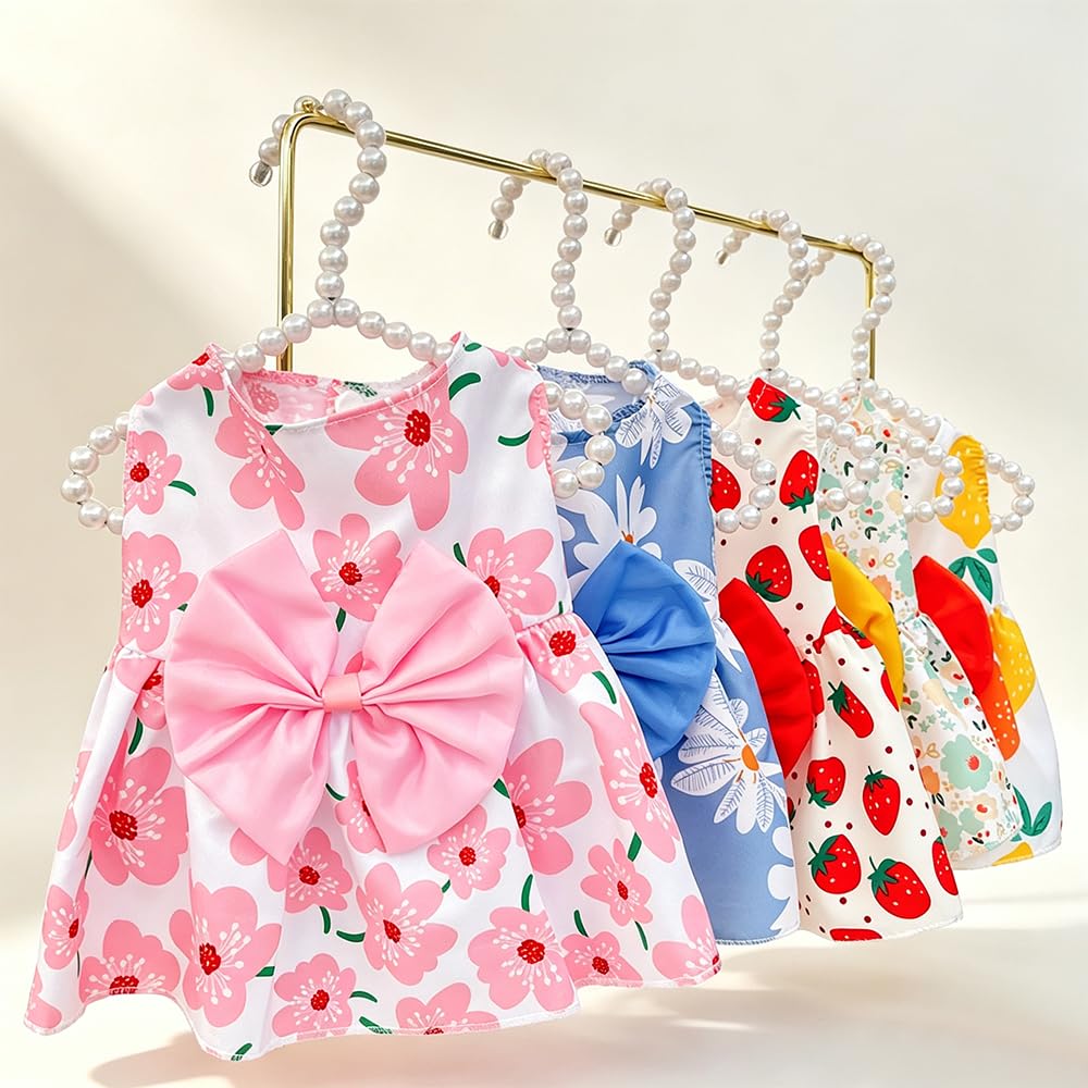 3 Pack Pet Dog Dress, Dog Dresses For Small Girl, Floral Sleeveless Summer Clothes For Small Pet Dogs Cats, Girl Dog Clothes photo 7