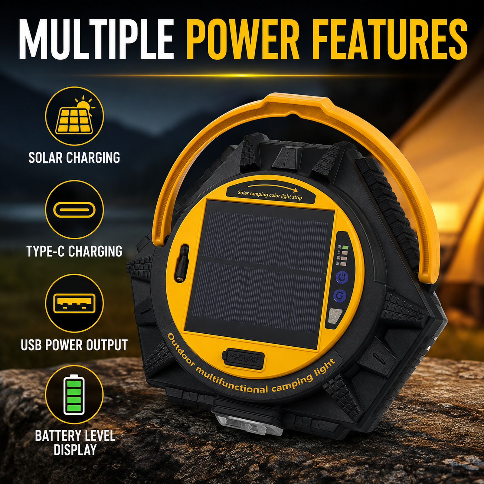 D86 2 Camping Lantern 4500mAh Type C For Outdoor Factory Supply Solar Powered Remote Control photo 4