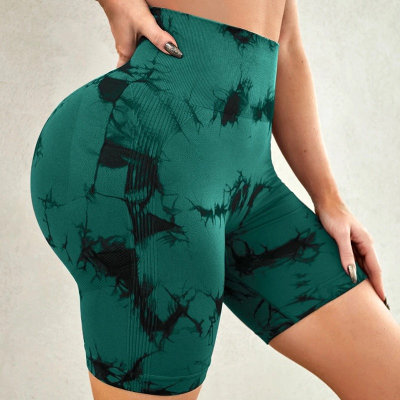 Women Tie Dye Seamless Biker Shorts High Waist Tummy Control Butt Lifting Workout Yoga Shorts For Gym Running photo 2