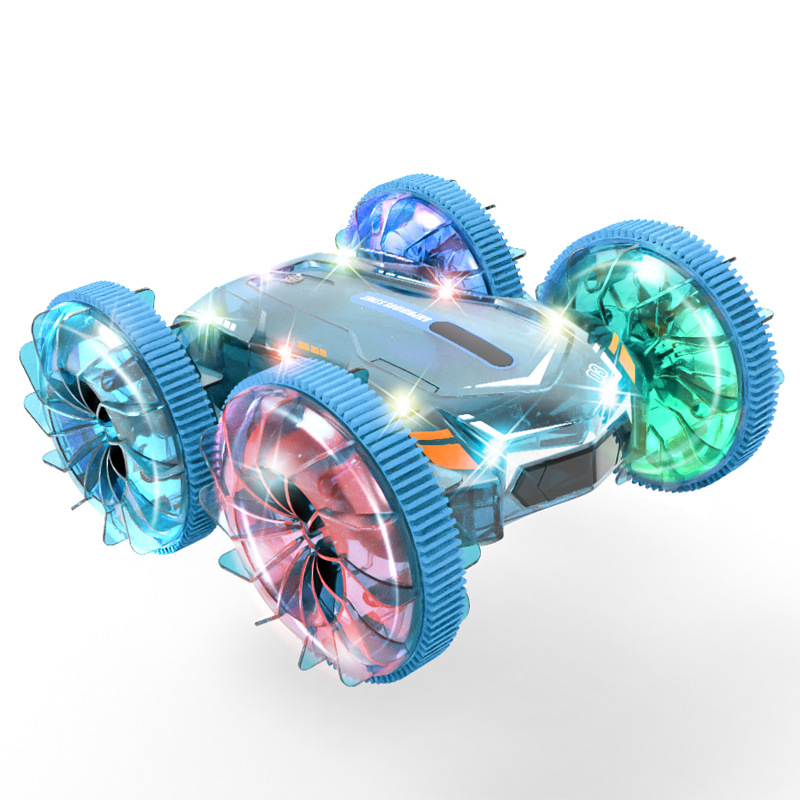 Amphibious RC Car Boat Double Sided Stunt Car With LED Lights Kids Toy 2.4GHz photo 4