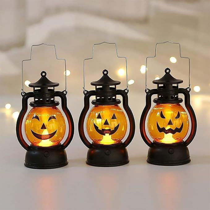 3-Pack Kids Pumpkin Light-Up Lanterns Battery Operated LED Halloween Indoor Outdoor Decorations photo 1