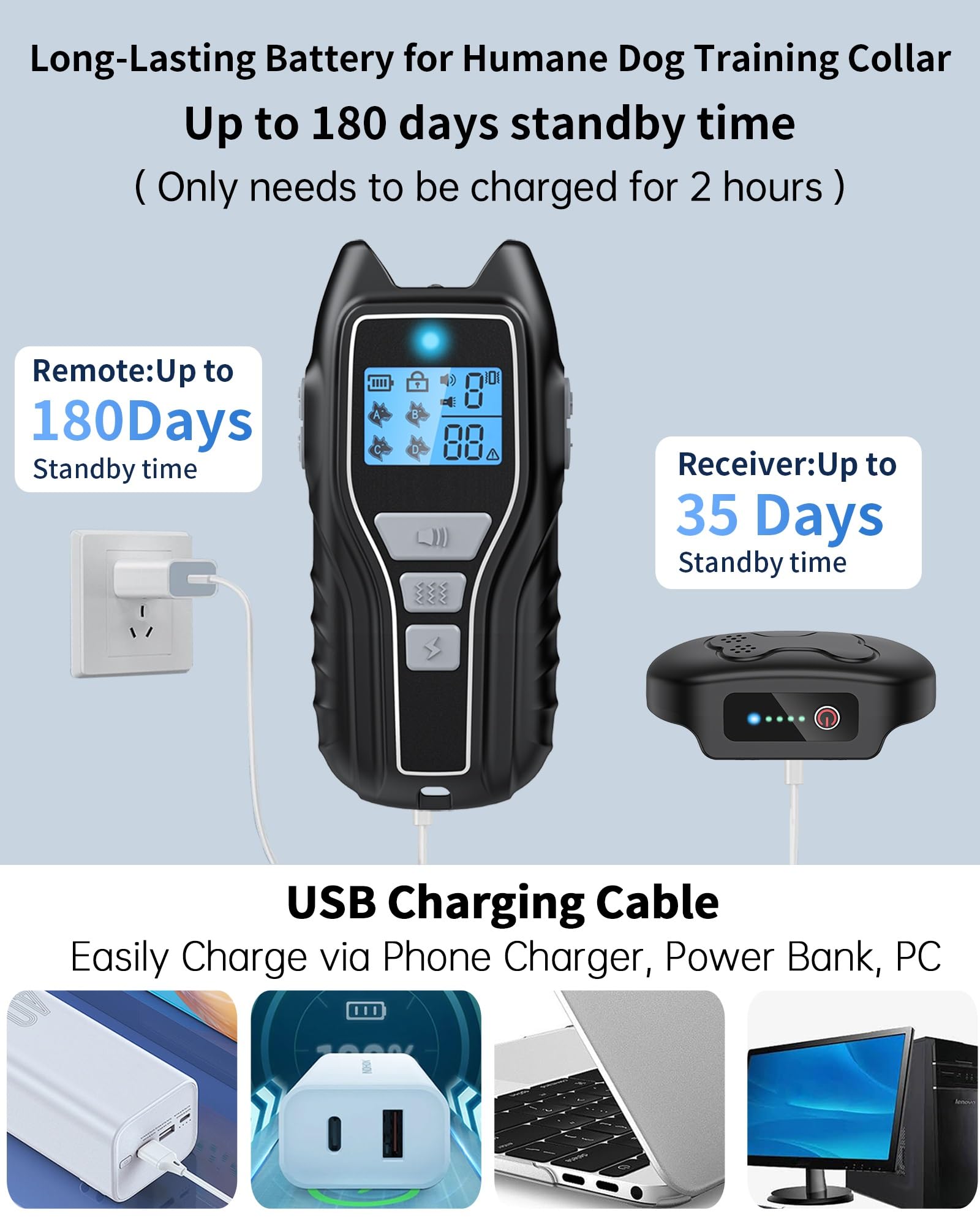 Dog Shock Collar With Remote Control, Waterproof Dog Training Collar Bk 2000FT Range, 4 Training Modes, Security Lock, Rechargeable IPX7 Waterproof Receiver, Fits Small Medium Large Dogs 15-120 Lbs photo 6
