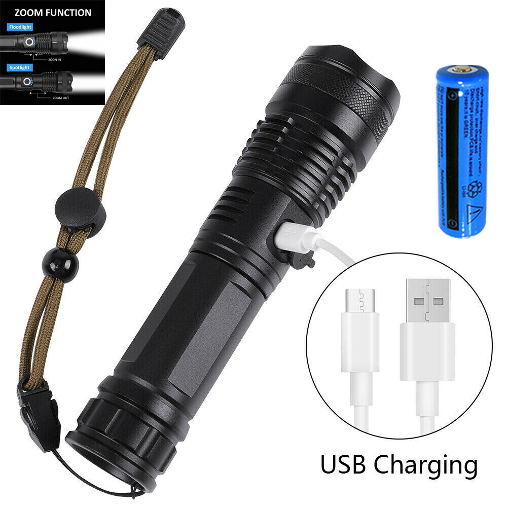 990000lm Rechargeable XHP70 Most Powerful LED Flashlight USB Zoomable Torch Lamp photo 1
