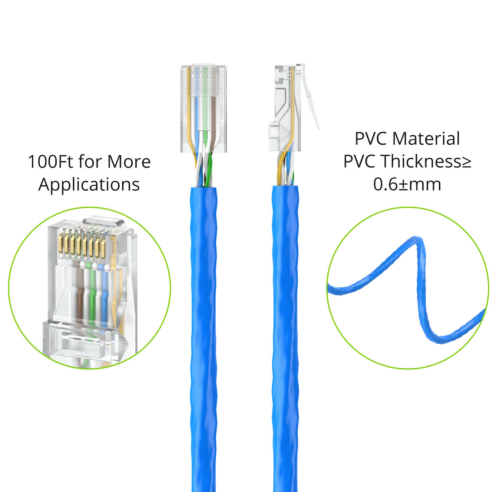 50M  165Ft CAT6 RJ45 Ethernet Network High Speed Cable 23AWG Solid Bare Copper photo 8