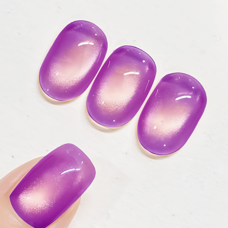MS RAINBOW Aurora Cat Eye Gel Polish 01, Purple Base With Golden Aurora Magnetic Effect, 12ML Soak Off UV LED Nail Polish, Shiny Glow Cat Eye Nail Gel For Nail Salon DIY Manicure photo 5