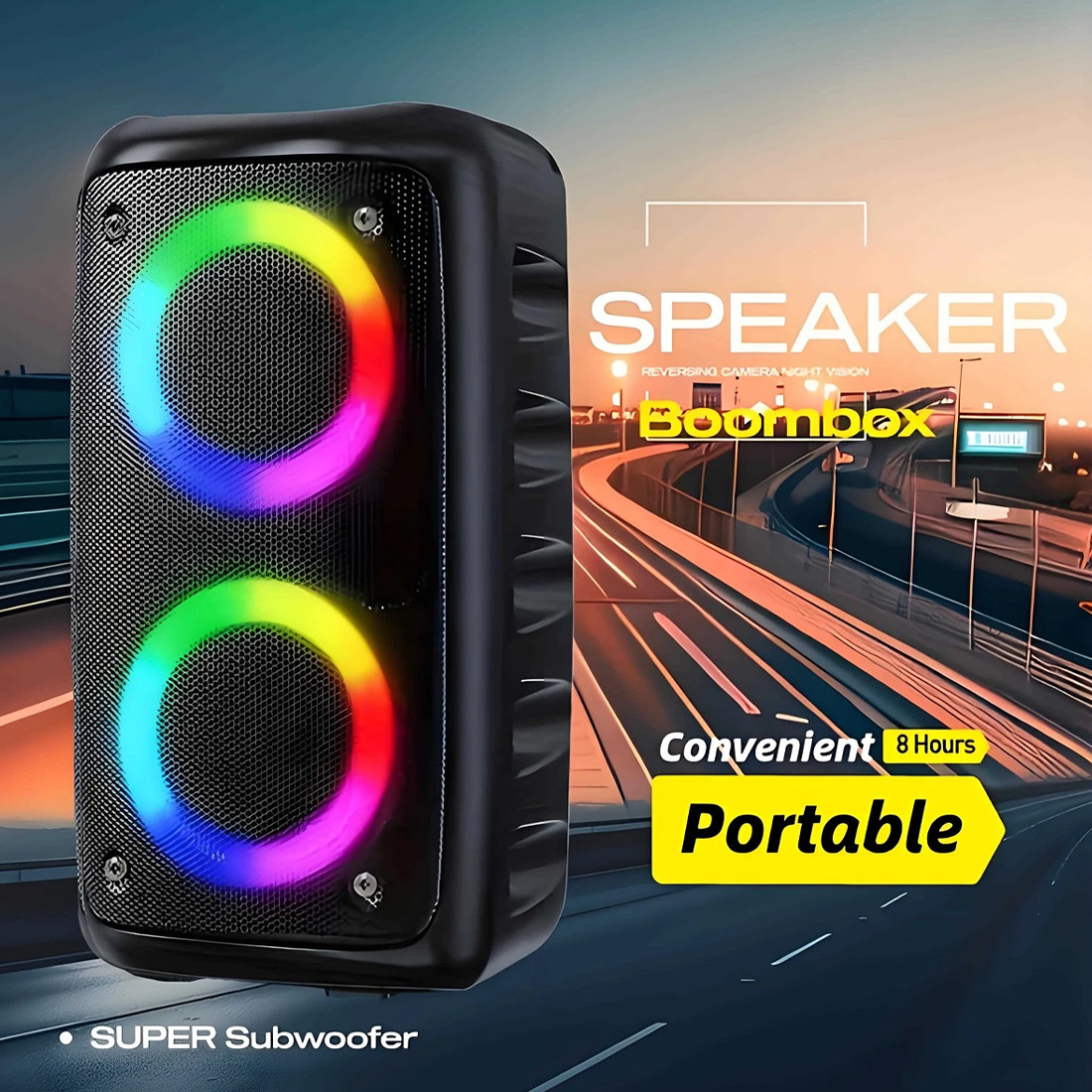 Portable Bluetooth Speaker Sub Woofer Heavy Bass Sound System Party Mic photo 1