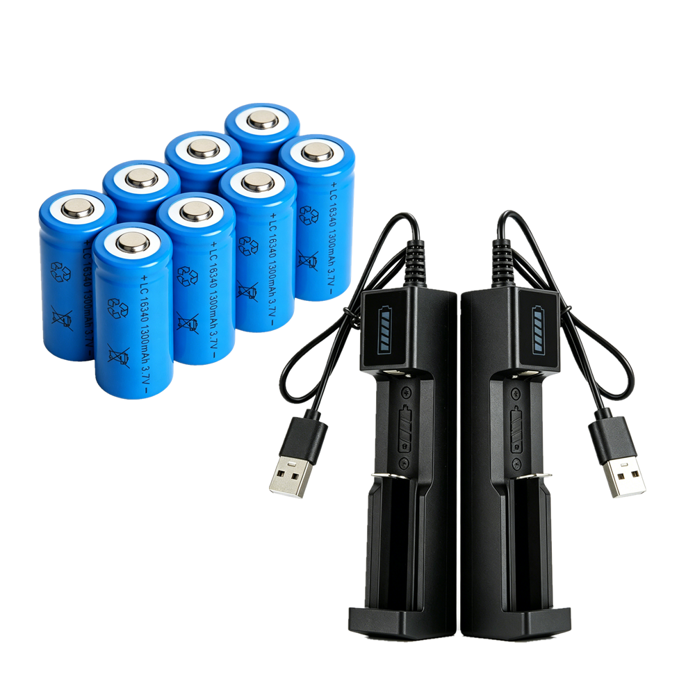 1300 MAh 16340 CR123A Rechargeable Lithium-ion Battereis 3.7 V Li-ion Battery USB Battery Charger photo 4