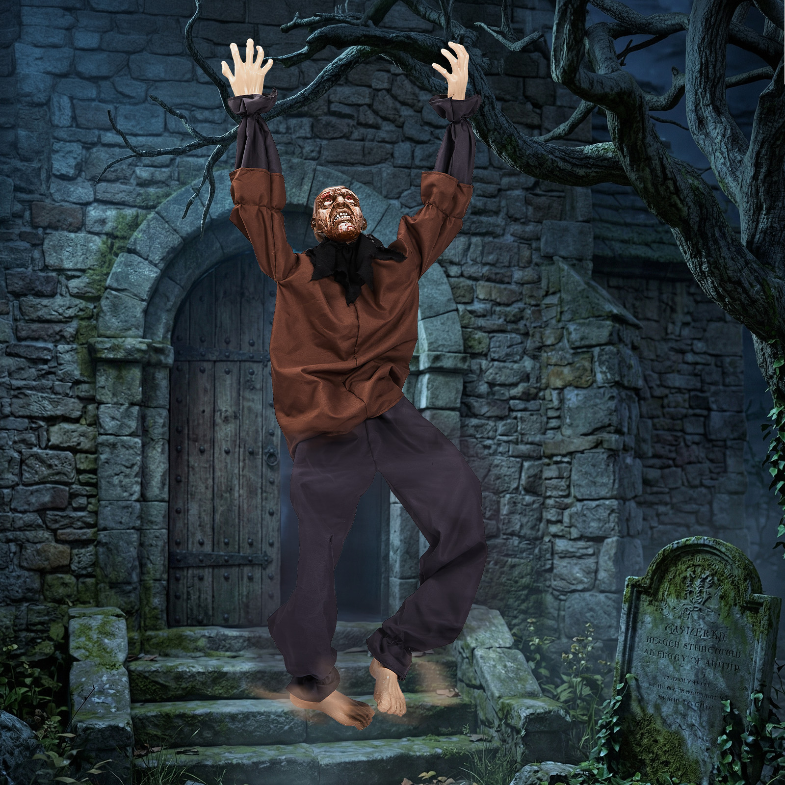 5ft Halloween Wall-Climbing Ghost Decoration With Sound-Activated Moving Legs,Roaring & Laughing Sound Effects,Battery Operated Batteries Not Included,Hanging Spooky Decor photo 4