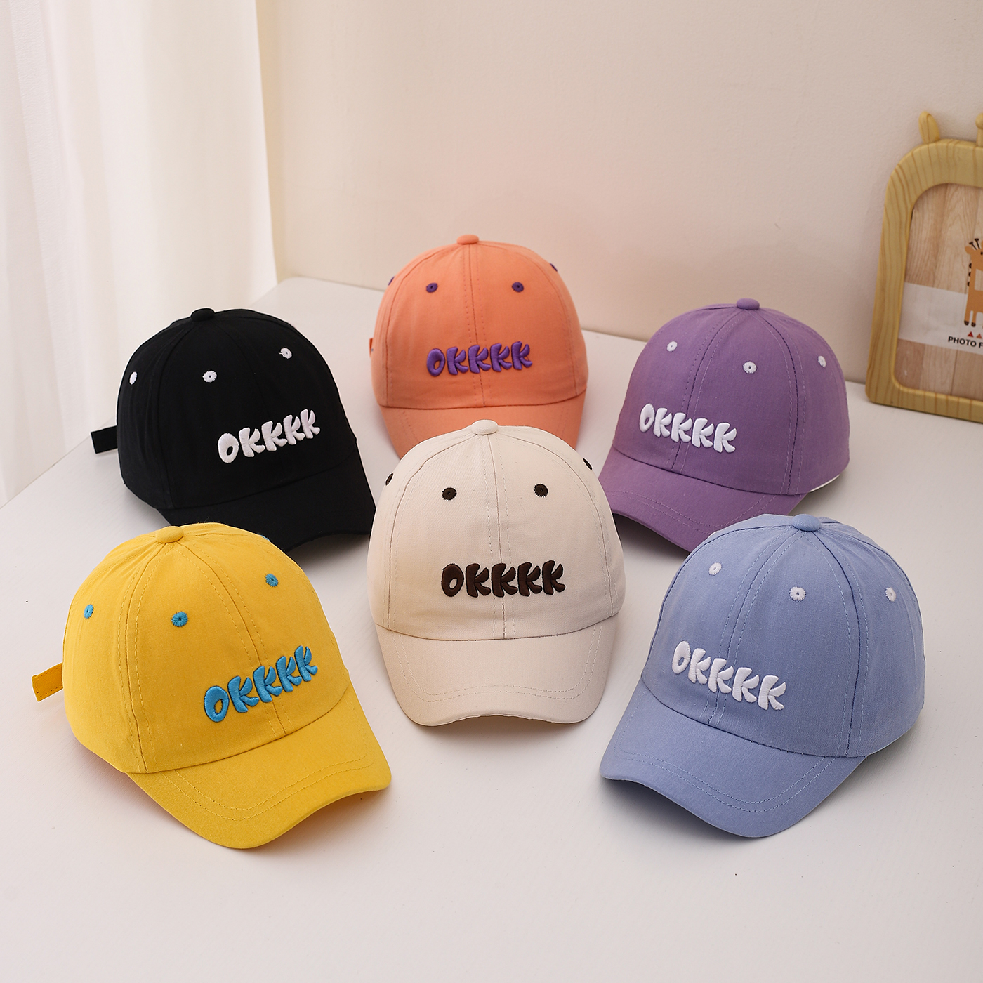 Children's Single-color Three-dimensional Letter Embroidered Adjustable Simple And Fashionable Baseball Cap Suitable For Outdoor Sports And Travel photo 6