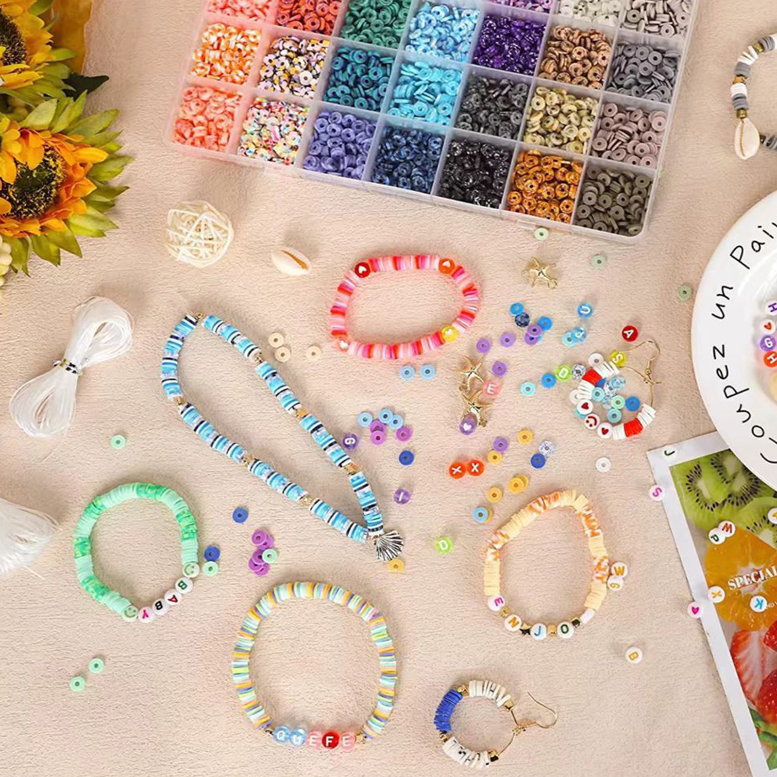 13234PCS Clay Beads Set Flat Polymer Beads DIY Bracelets Bangle Earrings Gift photo 2