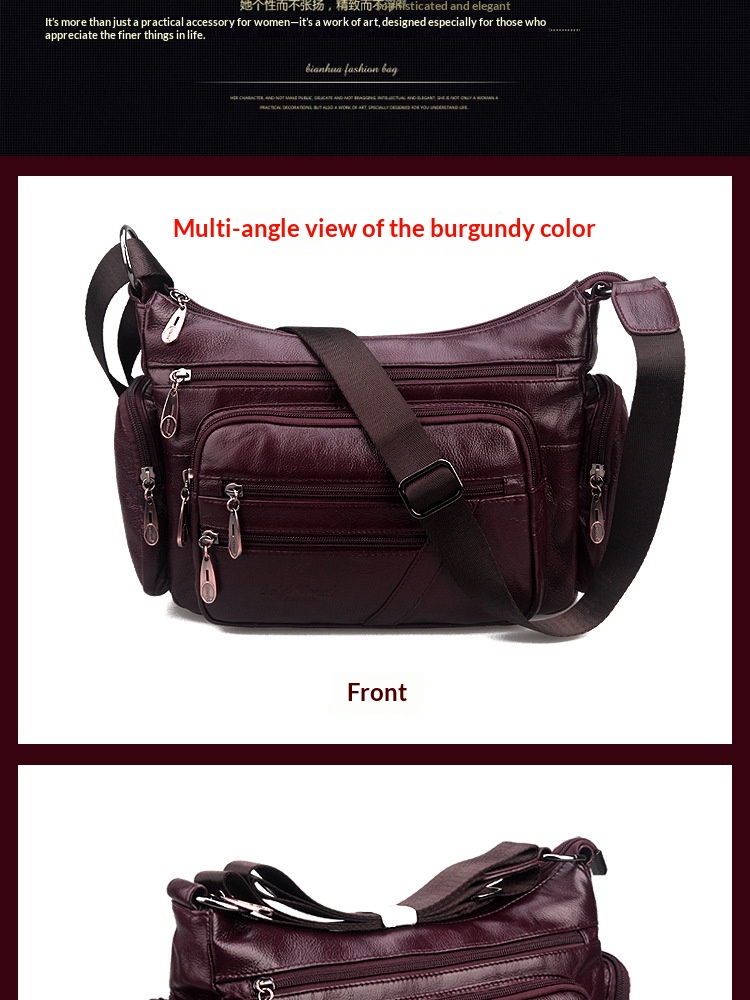 New Cowhide Single Shoulder Crossbody Bag For Middle-aged And Elderly Mothers, With Layered Leather And Leather For Casual Crossbody - Black photo 6