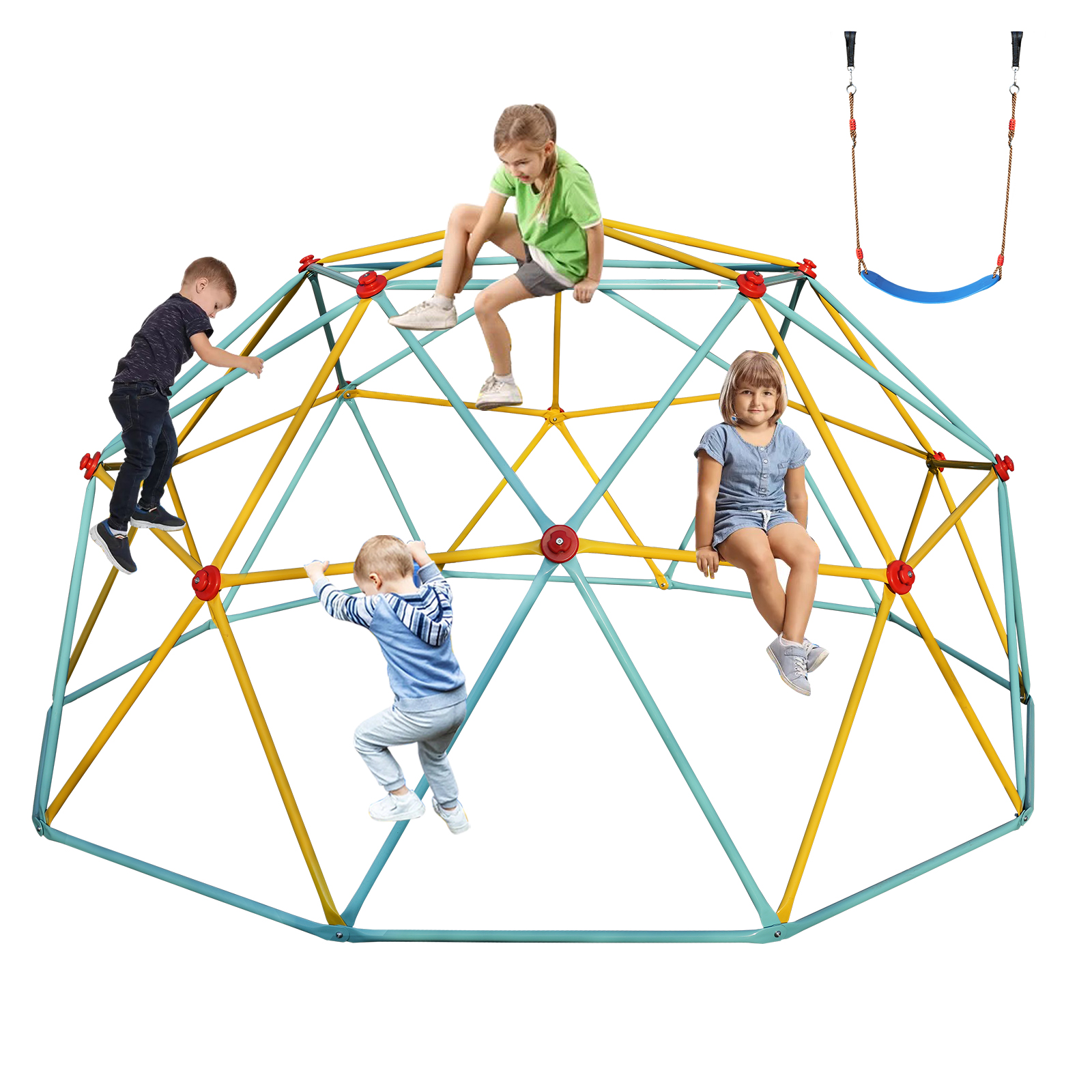 10 Foot Climbing Dome Children's Jungle Gym Suitable For Park Dome Mountaineers And Swing Playground Equipment, Blue photo 7