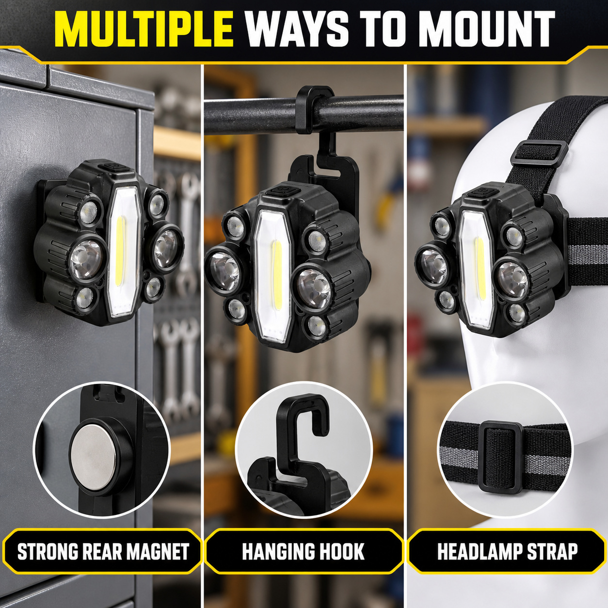Rechargeable Motion Sensor Magnetic Battery Display LED Work Light 10W Hanging Hook W662 Headlamp Type photo 8
