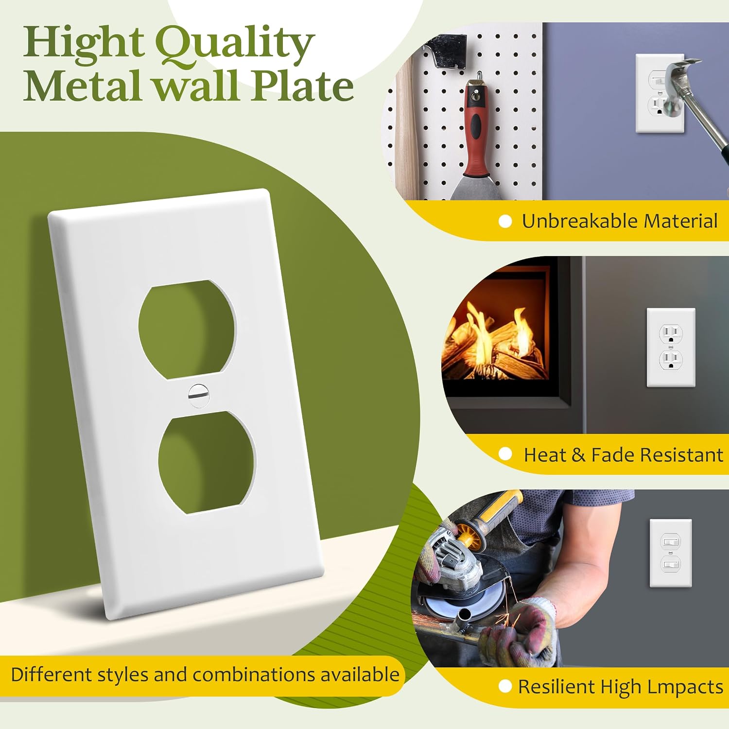 Duplex Wall Plates 10 Units, White Electrical Outlet Covers For Standard Wall Switches And Home Electrical Fixtures photo 2