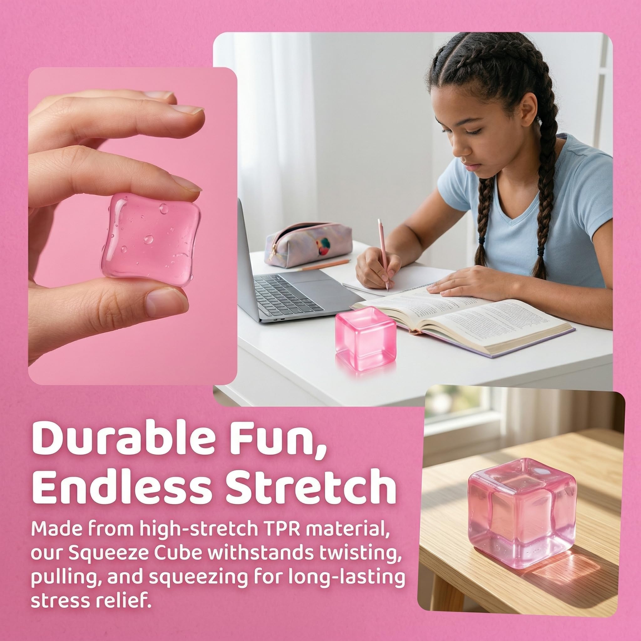 Squishy Stress Cube, Large Fidget Stress Ball Sensory Anti-Anxiety Slow Rising Squishy Stress Relief Toys For Adults And Teens photo 3