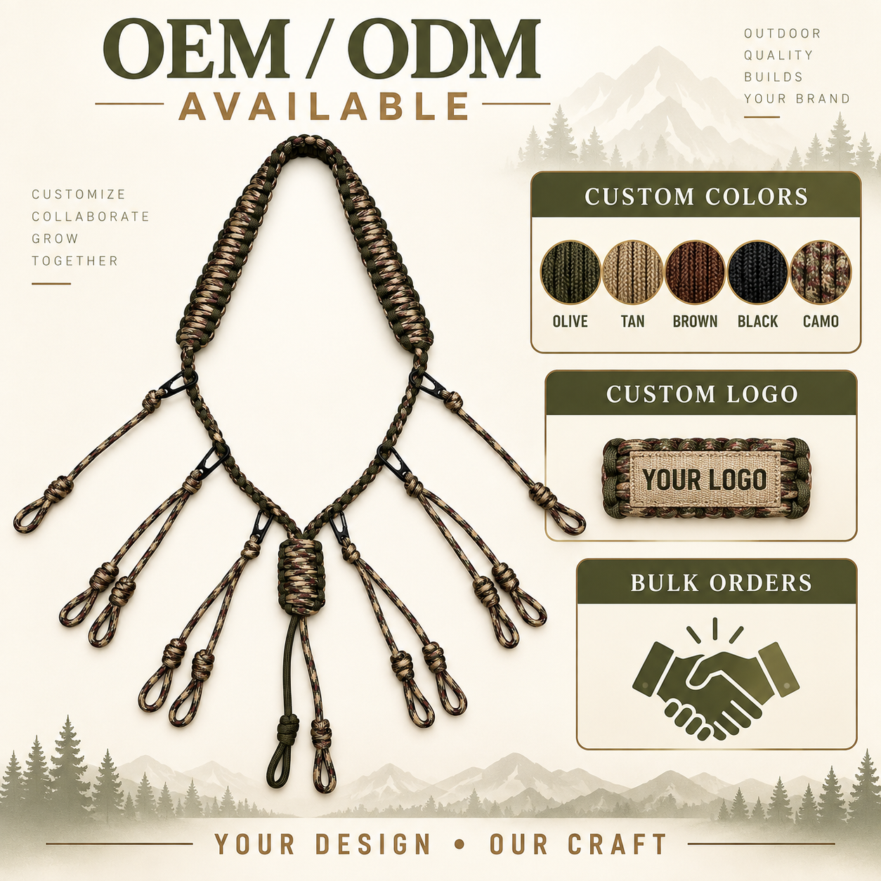 Seven Strand Nylon Durable Duck Call Lanyard Hand Braided Multi Loop Hunting Game Call Holder Duck Goose Waterfowl photo 2