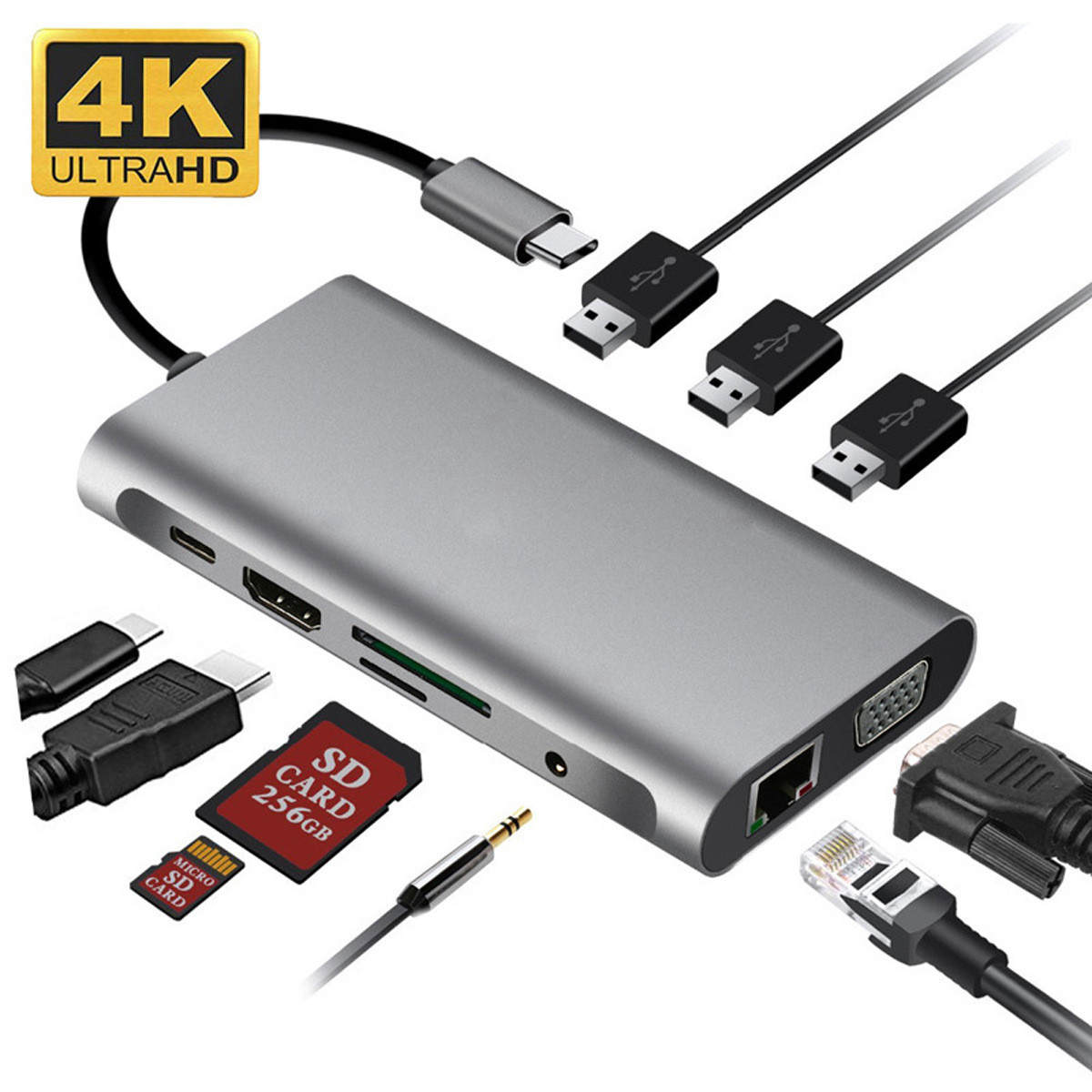Ethernet port HDMI VGA PD TF Computer Expansion Hub HUB photo 3