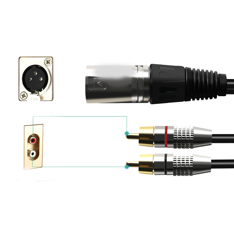 Canon To Dual RCA Audio Line Canon Male And Female To 2 RCA Lotus Line XLR Canon One-point Two-speaker Amplifier photo 1