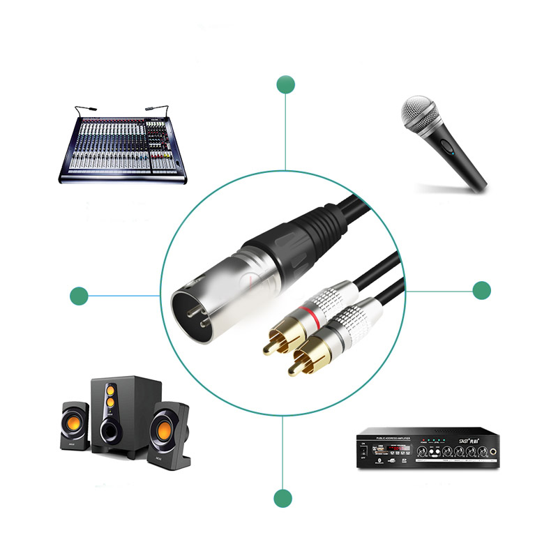 Canon To Dual RCA Audio Line Canon Male And Female To 2 RCA Lotus Line XLR Canon One-point Two-speaker Amplifier photo 5