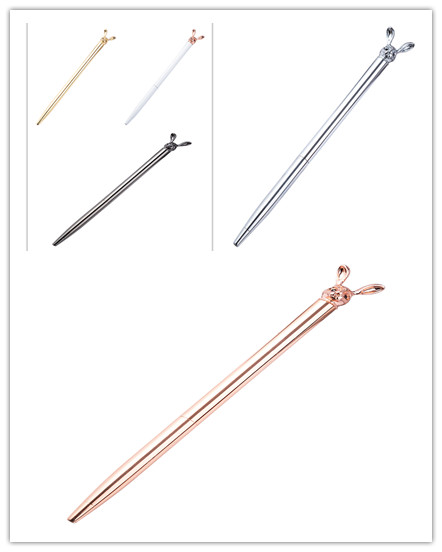 New Korean Fashion Cute Rabbit Metal Pen Metal Ballpoint Pen Custom Rotating Metal Pen Ballpoint Pen photo 2