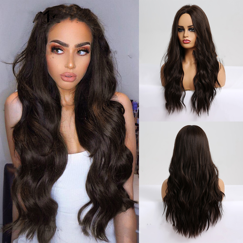 Black Brown Long Curly Hair With Bangs photo 4