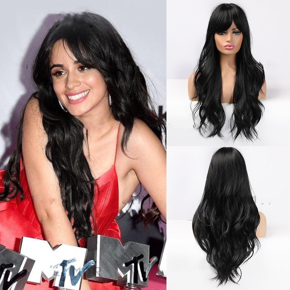 Black Brown Long Curly Hair With Bangs photo 5