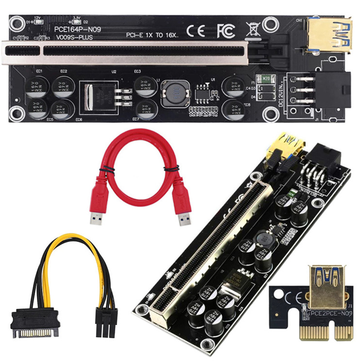 Riser Card 009s Plus PCI-E PCIE PCI Express X16 GPU 6in Adapter card USB 3.0 Cable 1X 16X Extender photo 4