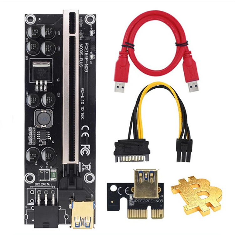 Riser Card 009s Plus PCI-E PCIE PCI Express X16 GPU 6in Adapter card USB 3.0 Cable 1X 16X Extender photo 5